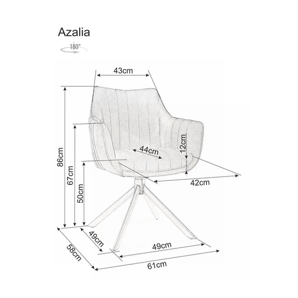 Scaun living rotativ AZALIA, bej deschis/negru, stofa clasica/metal, 61x58x86 cm