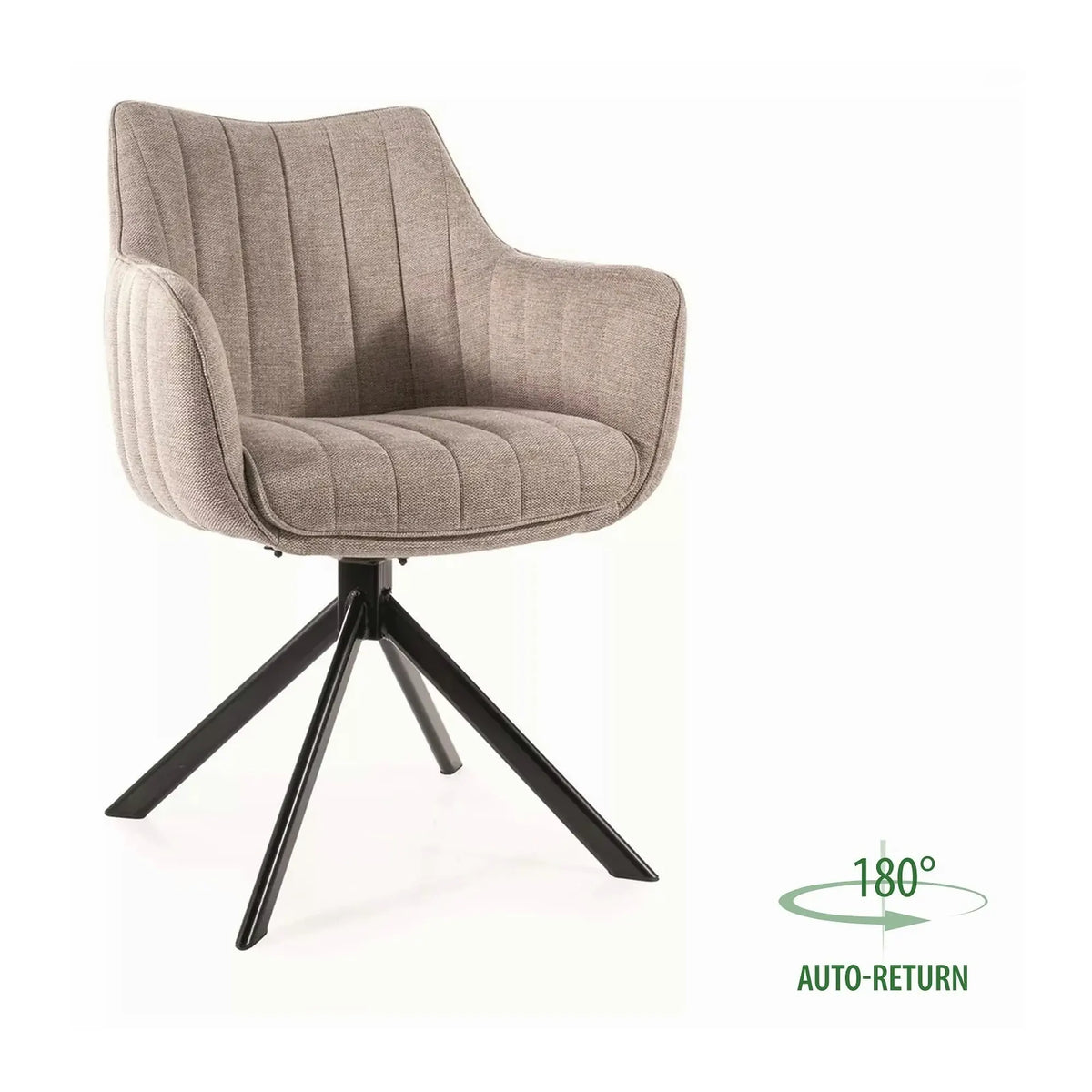 Scaun living rotativ AZALIA, bej/negru, stofa clasica/metal, 61x44x86 cm