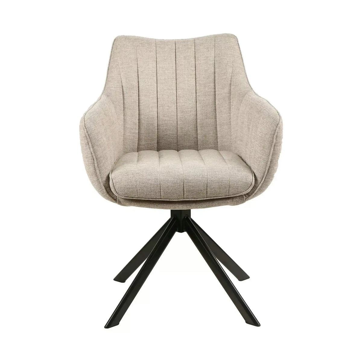 Scaun living rotativ AZALIA, bej/negru, stofa clasica/metal, 61x44x86 cm