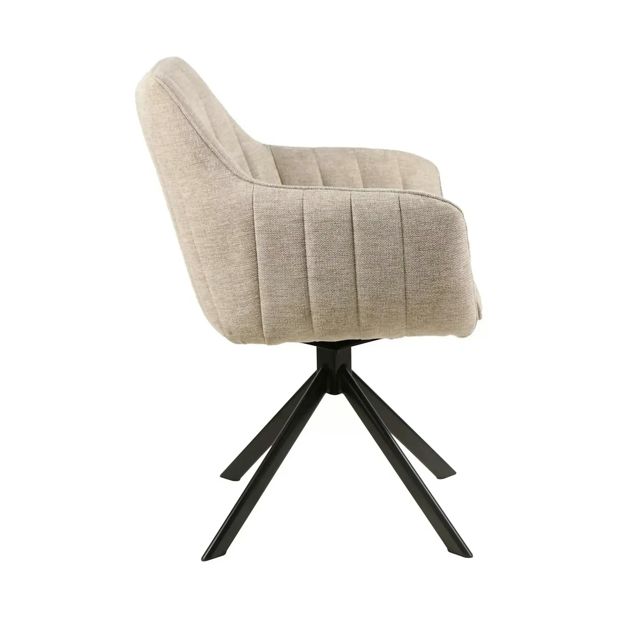 Scaun living rotativ AZALIA, bej/negru, stofa clasica/metal, 61x44x86 cm