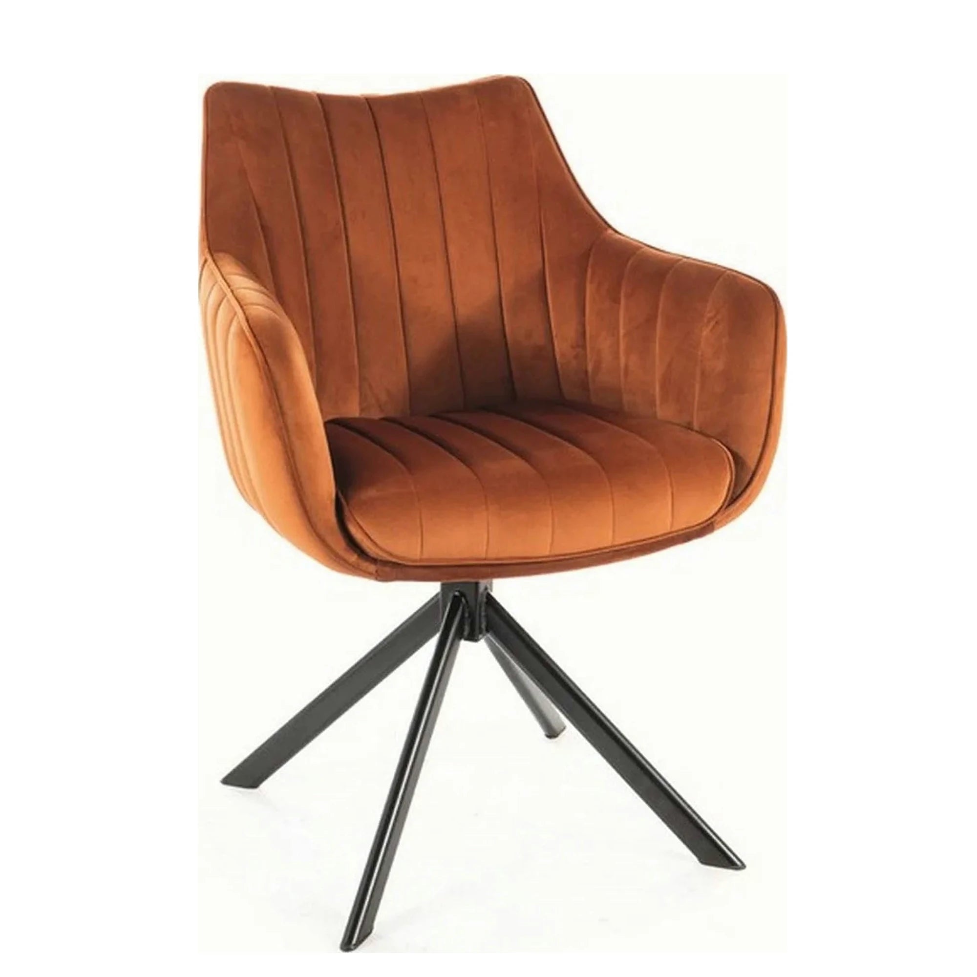 Scaun living rotativ AZALIA, caramiziu/negru, stofa catifelata/metal, 61x44x86 cm