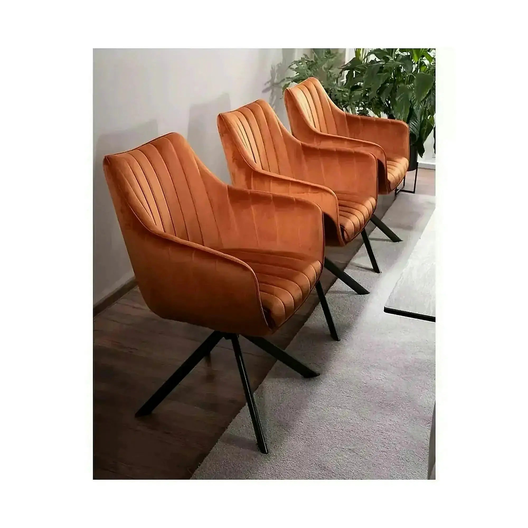 Scaun living rotativ AZALIA, caramiziu/negru, stofa catifelata/metal, 61x58x86 cm