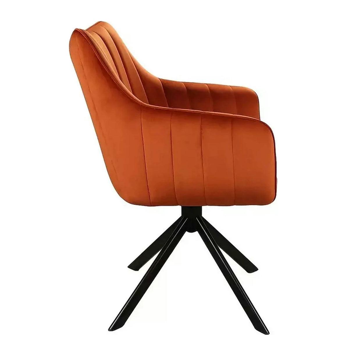Scaun living rotativ AZALIA, caramiziu/negru, stofa catifelata/metal, 61x44x86 cm