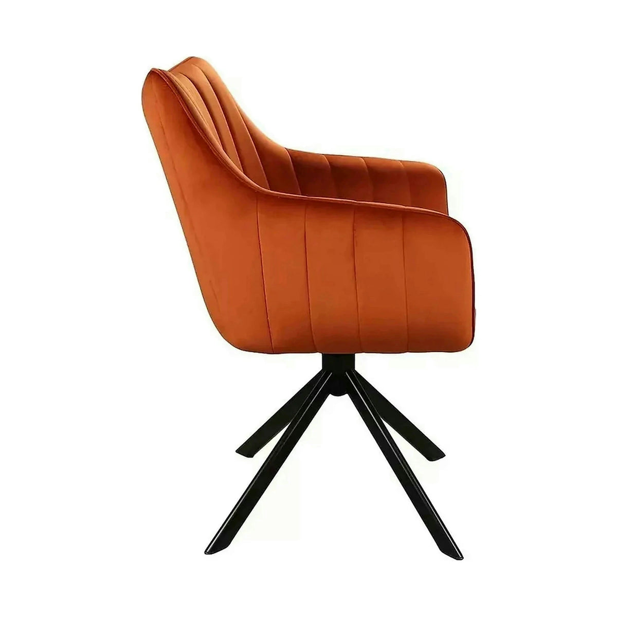 Scaun living rotativ AZALIA, caramiziu/negru, stofa catifelata/metal, 61x58x86 cm
