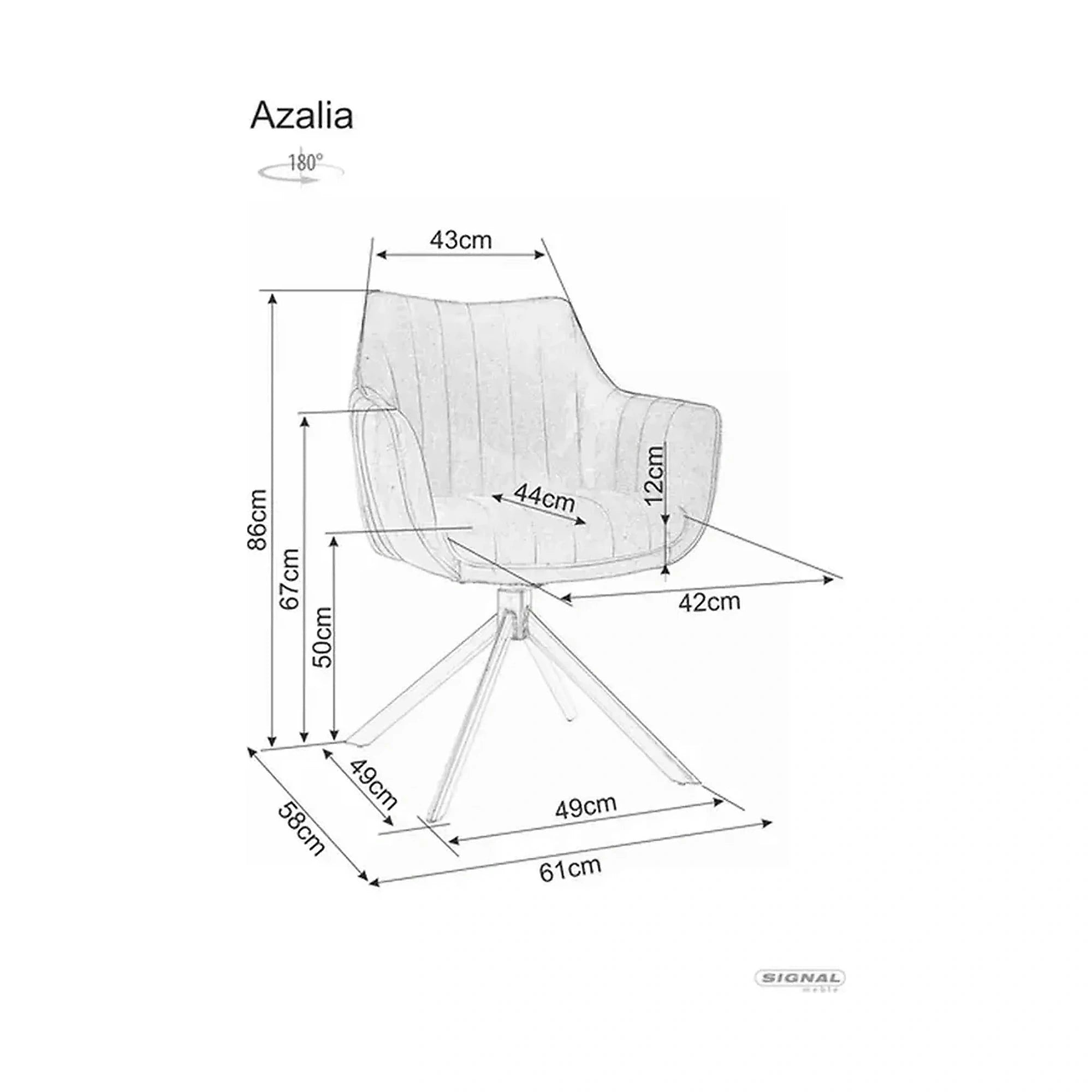 Scaun living rotativ AZALIA, caramiziu/negru, stofa catifelata/metal, 61x58x86 cm