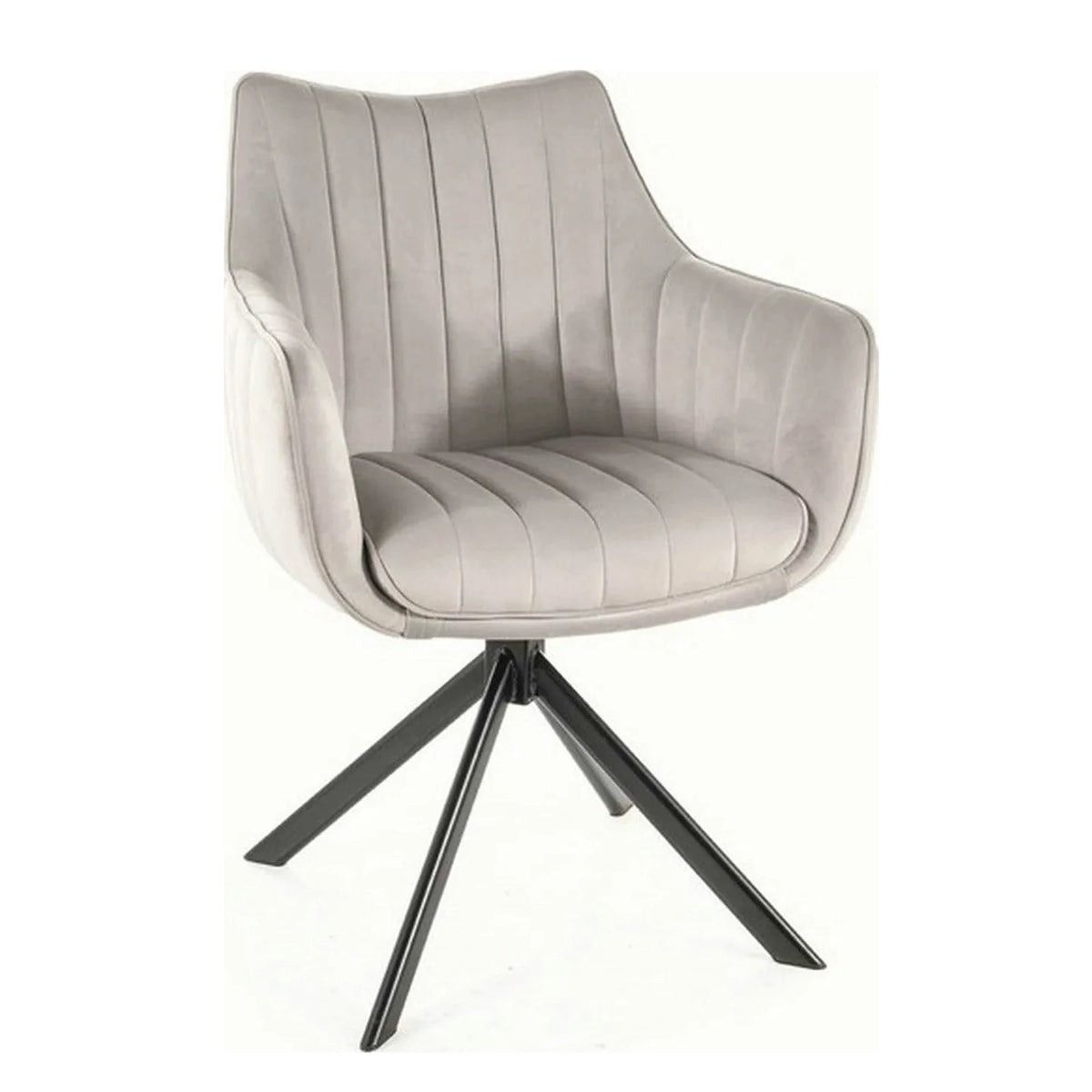 Scaun living rotativ AZALIA, gri deschis/negru, stofa catifelata/metal, 61x44x86 cm
