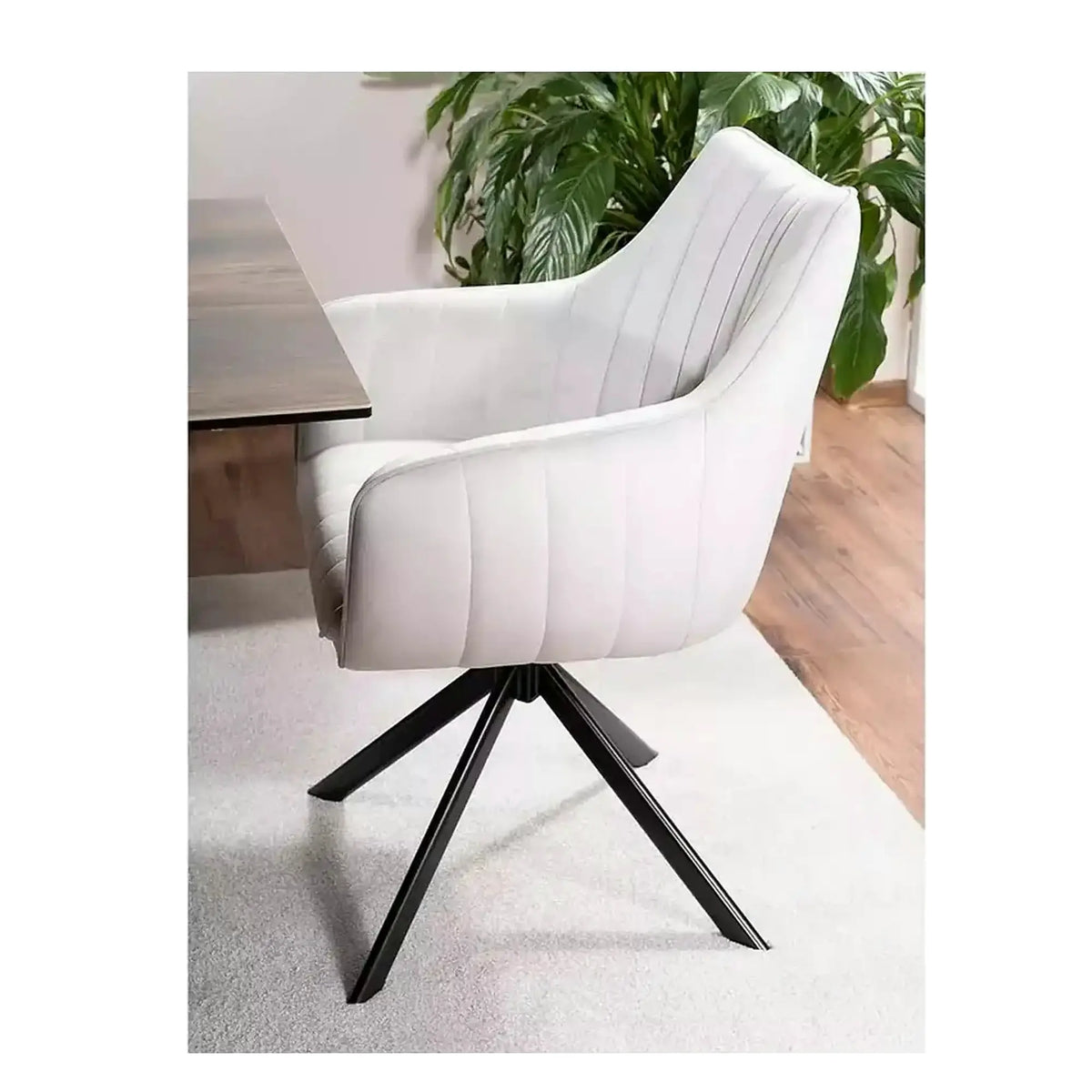 Scaun living rotativ AZALIA, gri deschis/negru, stofa catifelata/metal, 61x44x86 cm