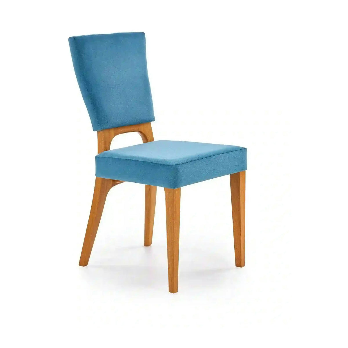 Scaun living WENANTY, albastru/stejar, stofa clasica/lemn, 43x56x91 cm