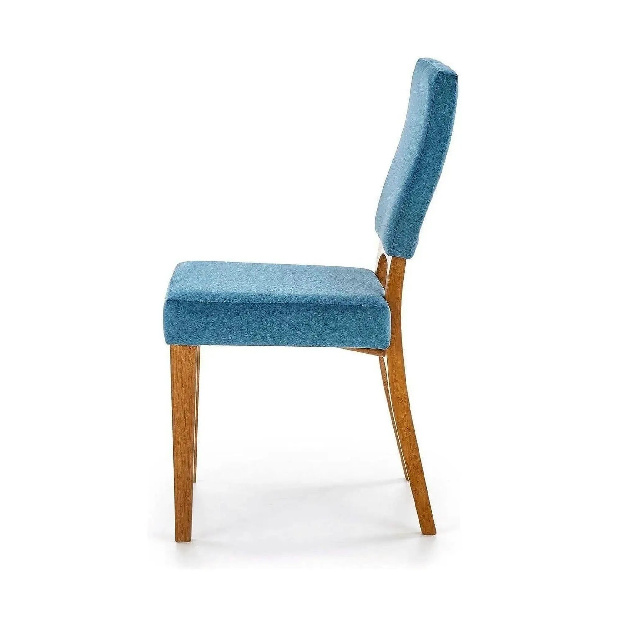 Scaun living WENANTY, albastru/stejar, stofa clasica/lemn, 43x56x91 cm