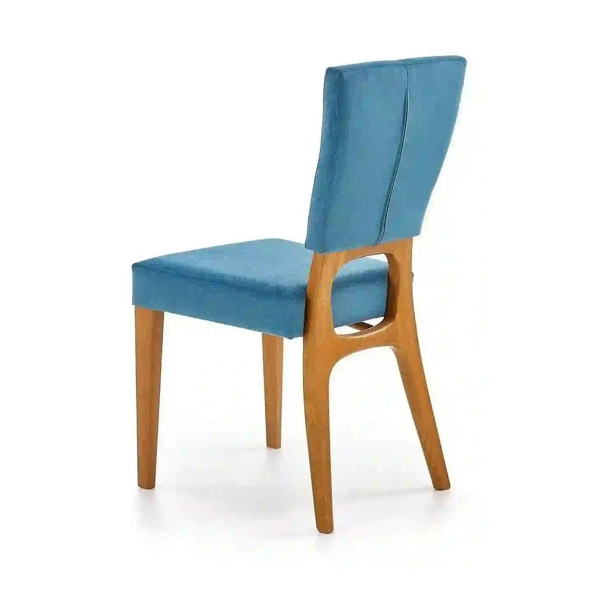 Scaun living WENANTY, albastru/stejar, stofa clasica/lemn, 43x56x91 cm