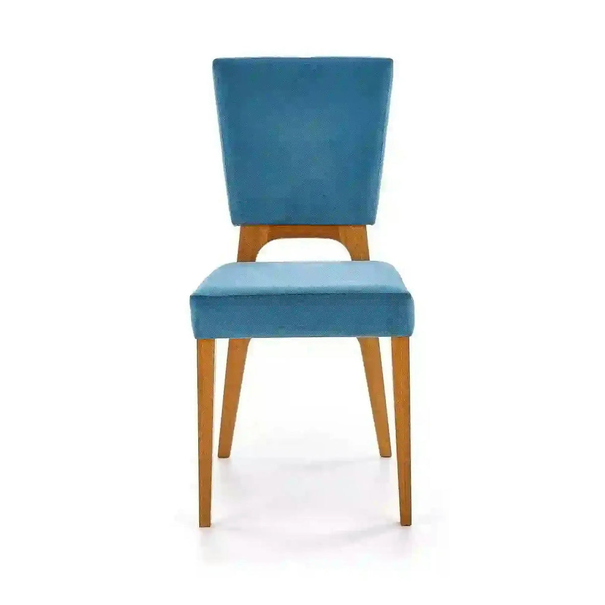 Scaun living WENANTY, albastru/stejar, stofa clasica/lemn, 43x56x91 cm