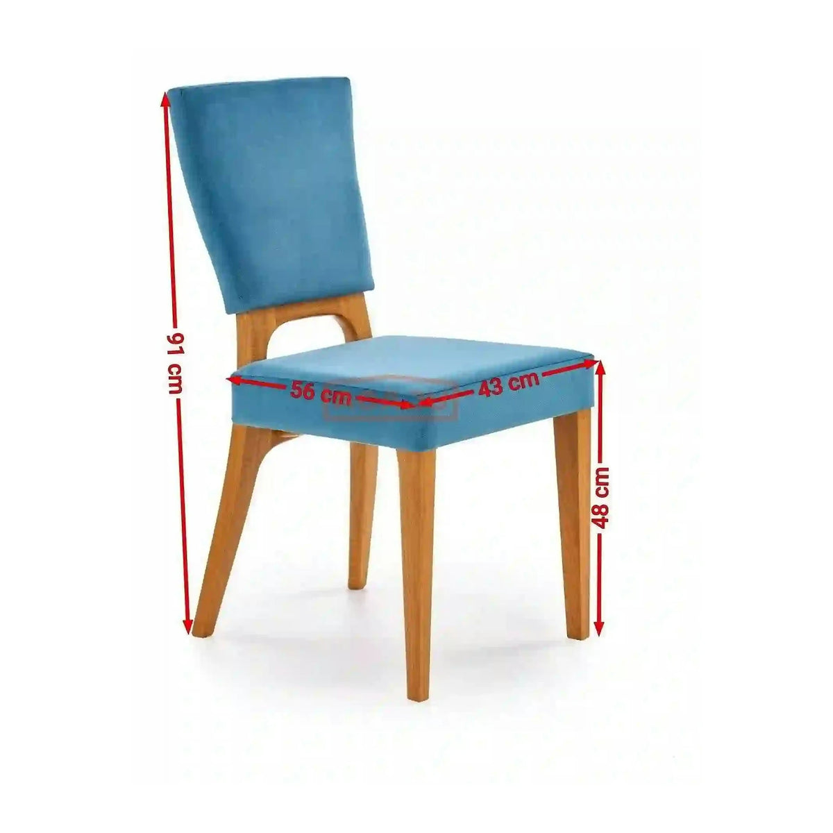 Scaun living WENANTY, albastru/stejar, stofa clasica/lemn, 43x56x91 cm