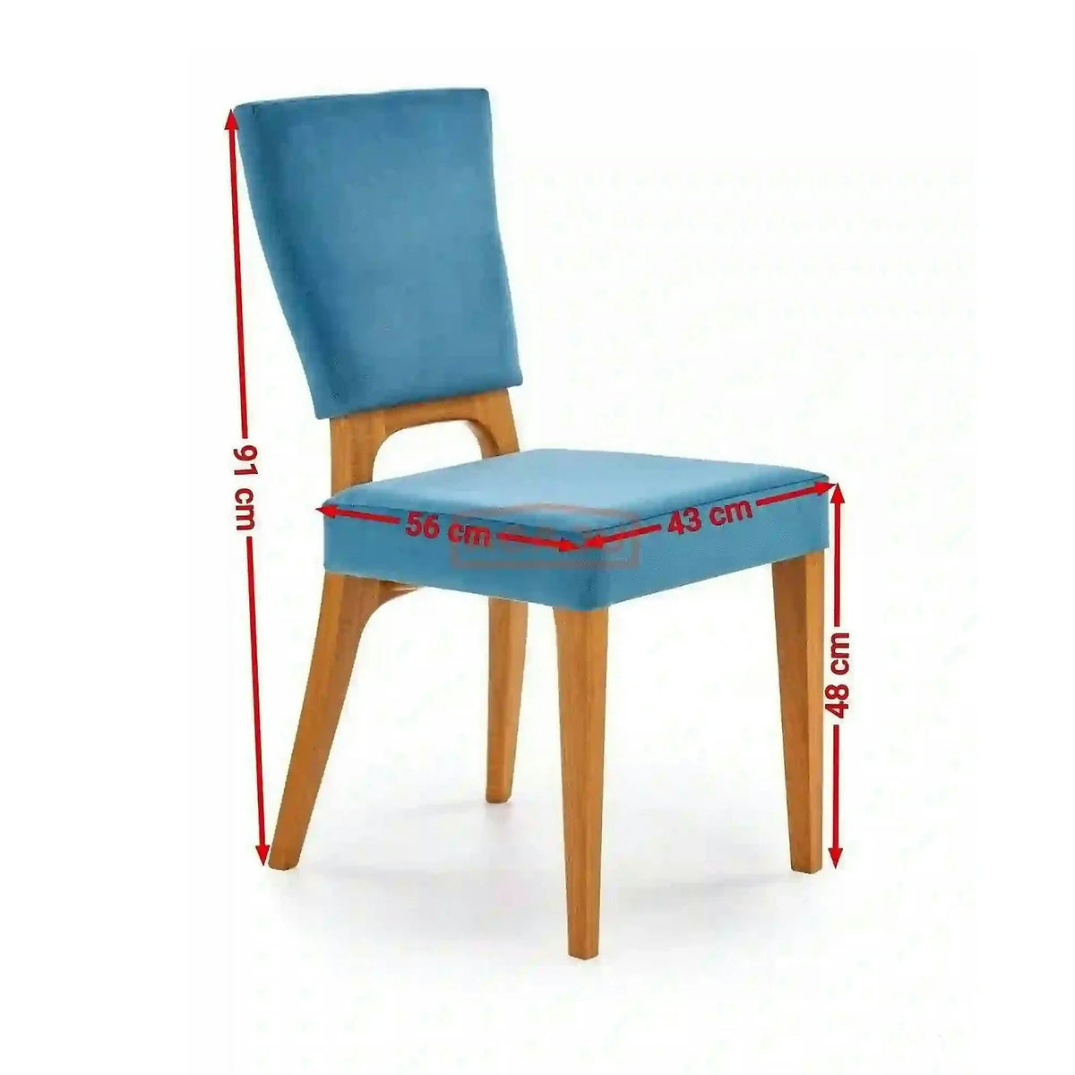 Scaun living WENANTY, albastru/stejar, stofa clasica/lemn, 43x56x91 cm