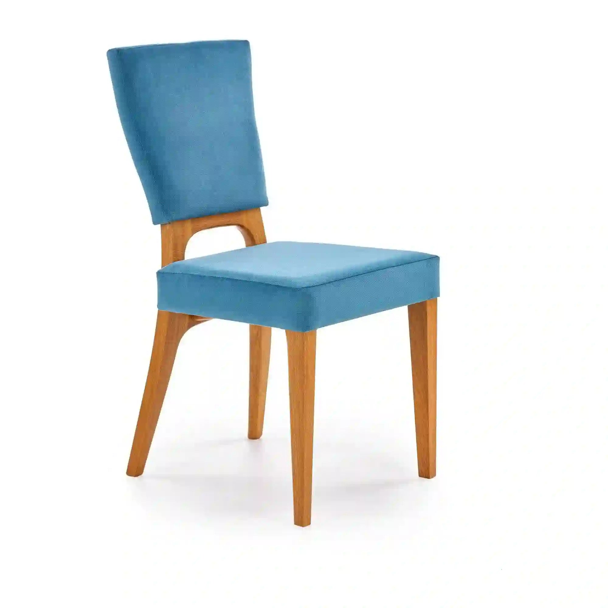 Scaun living WENANTY, albastru/stejar, stofa clasica/lemn, 43x56x91 cm