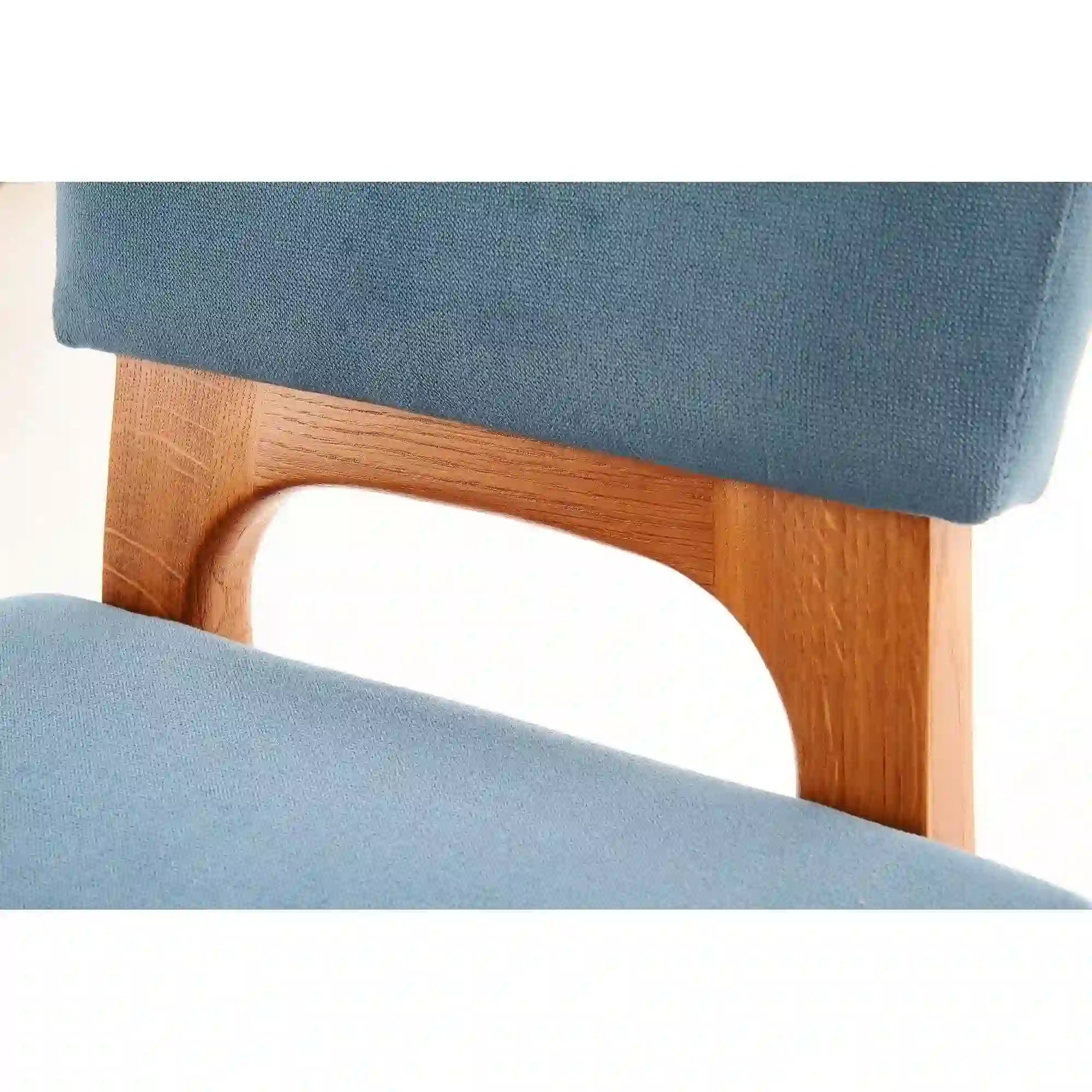 Scaun living WENANTY, albastru/stejar, stofa clasica/lemn, 43x56x91 cm