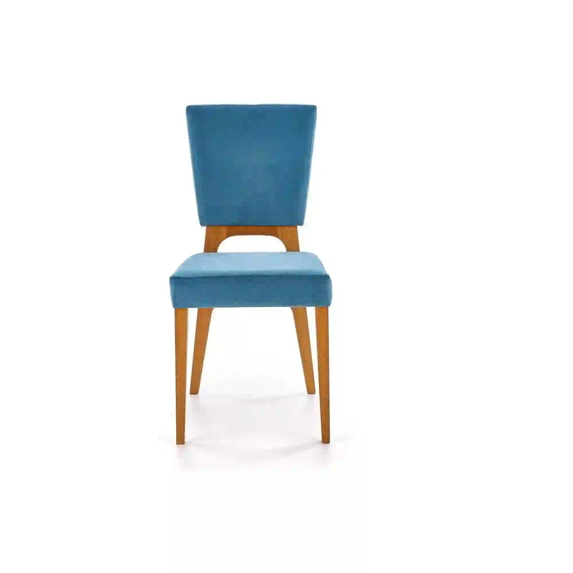 Scaun living WENANTY, albastru/stejar, stofa clasica/lemn, 43x56x91 cm