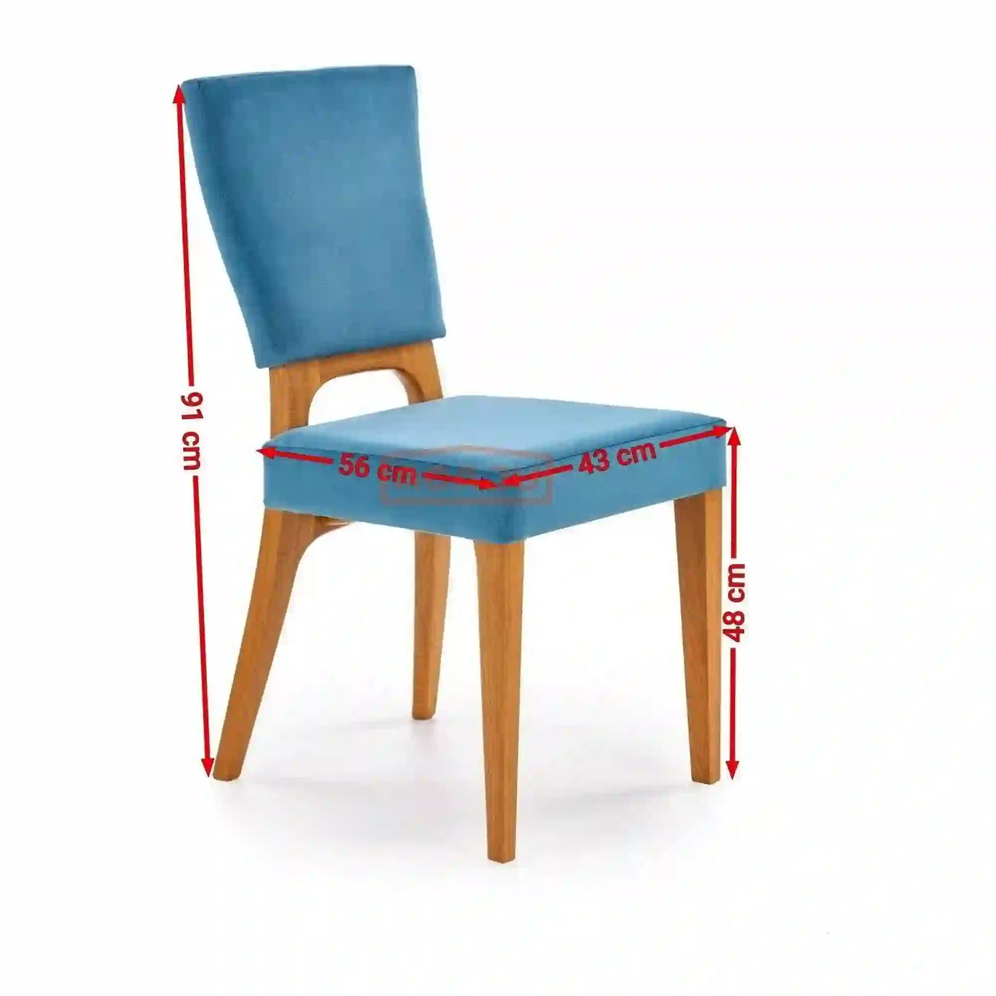 Scaun living WENANTY, albastru/stejar, stofa clasica/lemn, 43x56x91 cm