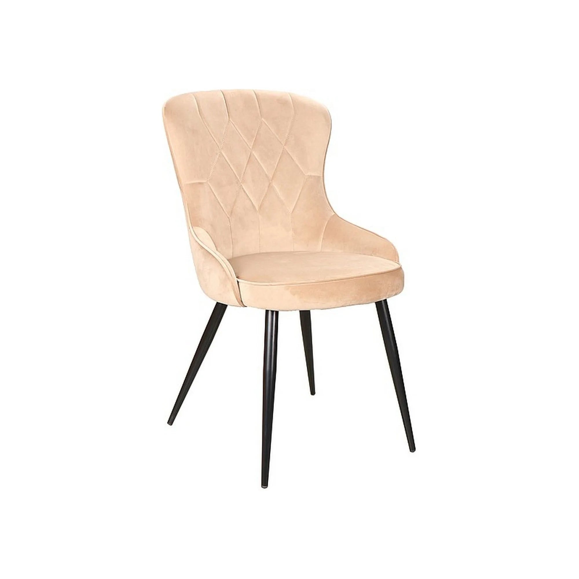 Scaun Lotus, bej/negru, stofa catifelata/metal, 52x45x91 cm