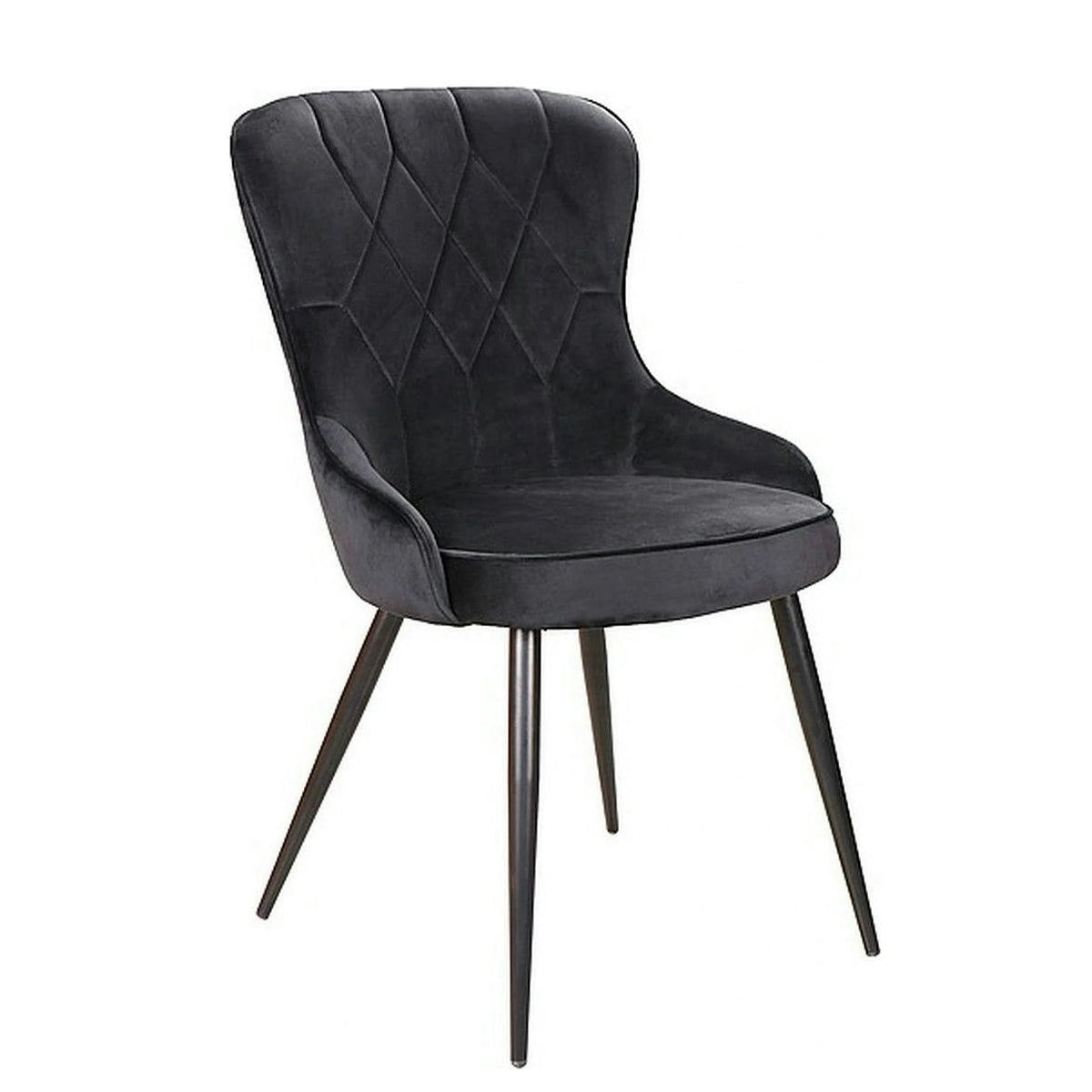 Scaun Lotus, negru, stofa catifelata/metal, 52x45x91 cm