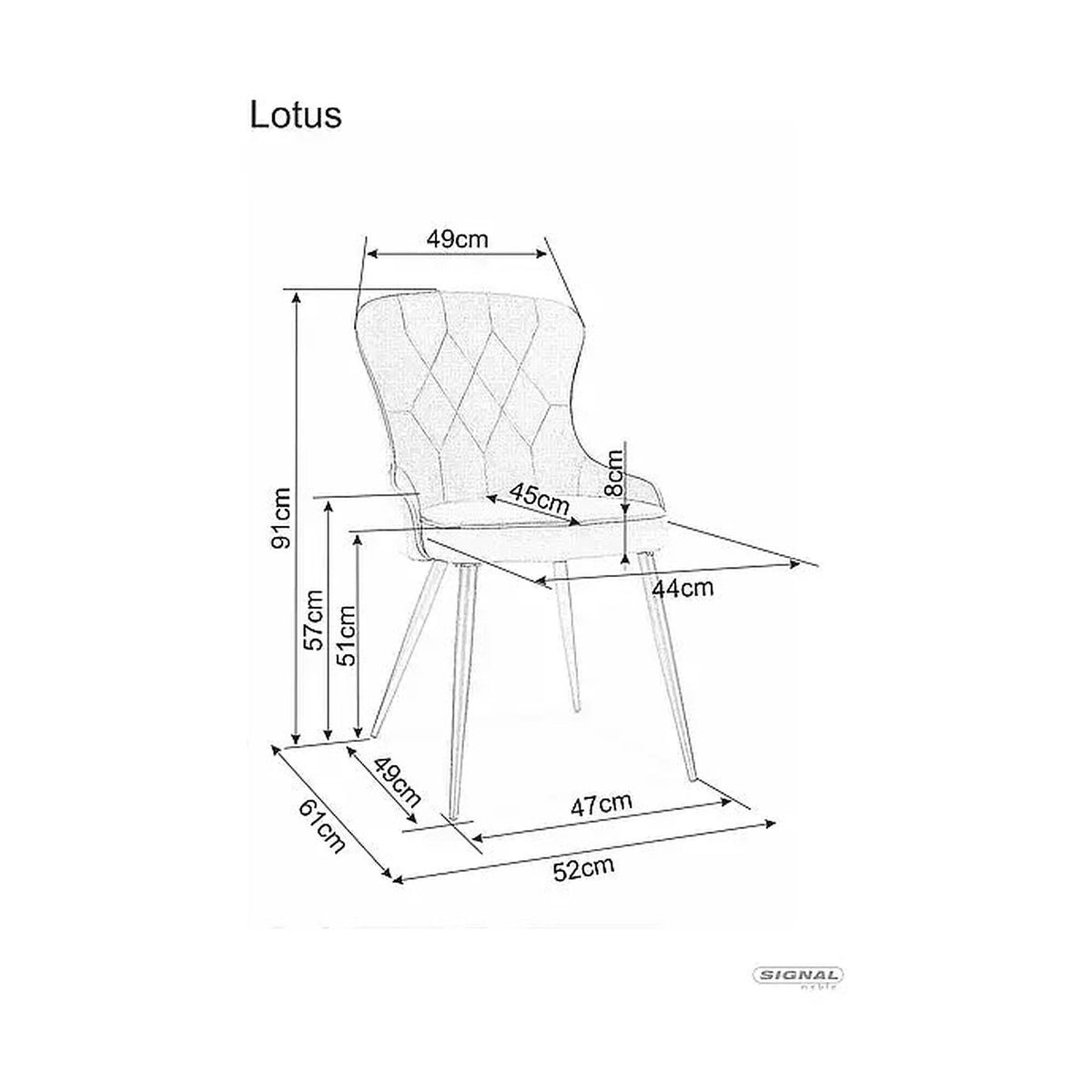 Scaun Lotus, negru, stofa catifelata/metal, 52x45x91 cm