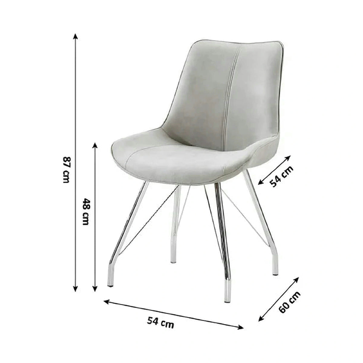 Scaun MADORA, gri/crom, textil cu efect de piele intoarsa/metal, 54x60x87 cm