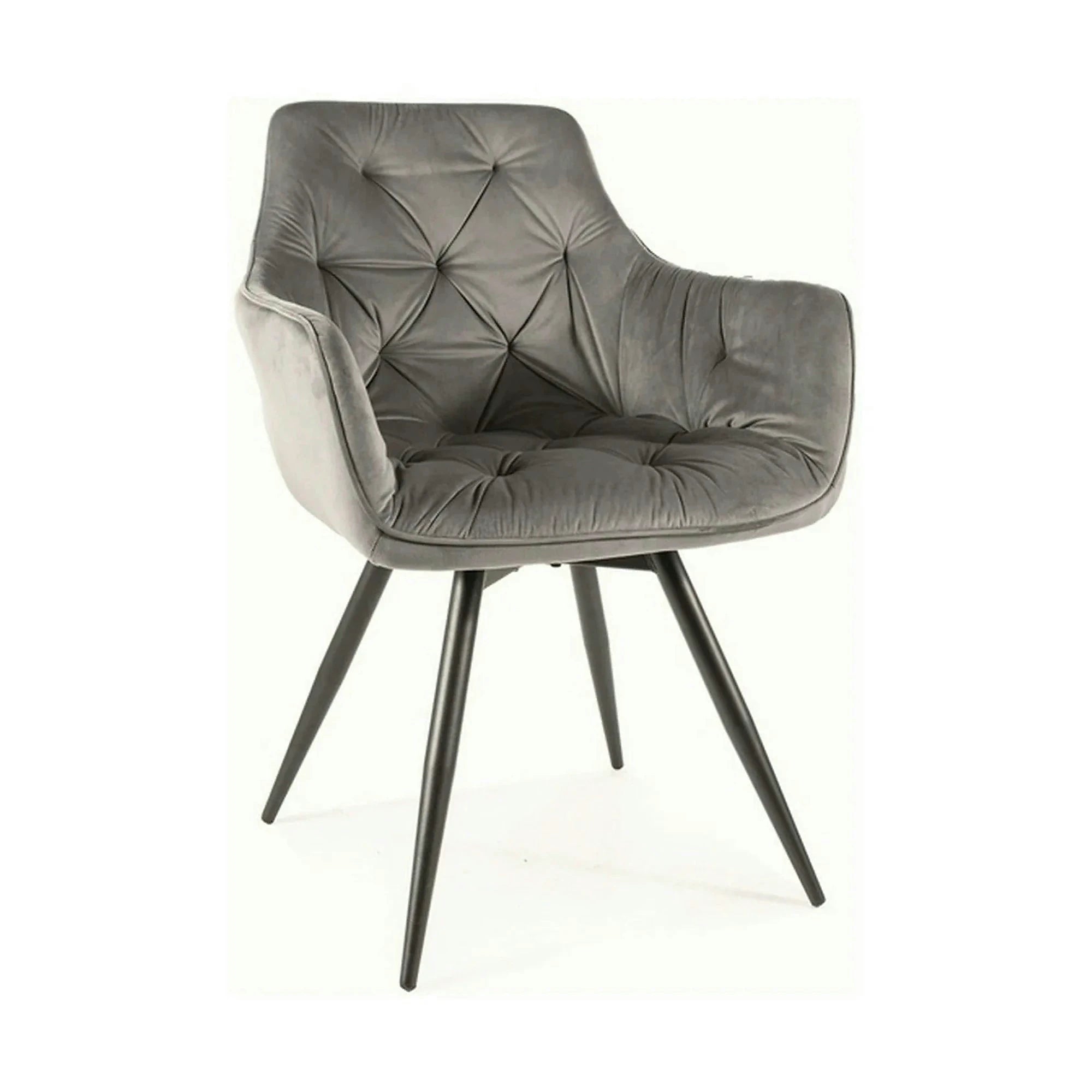 Scaun MANGO, gri/negru, stofa catifelata/metal, 57x45x83 cm