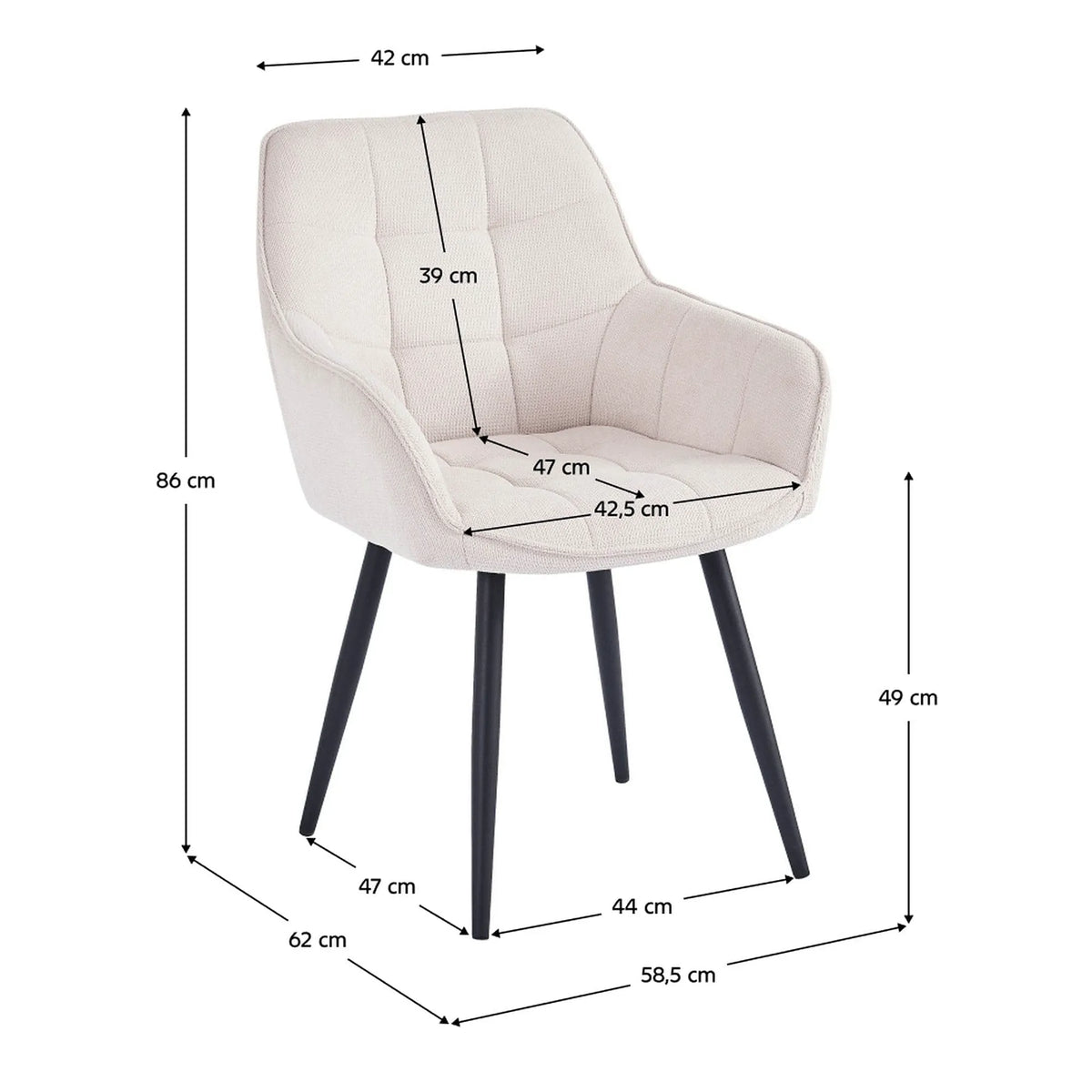 Scaun MARKEN, stofa clasica crem - Vardo 25, 59x62x86 cm