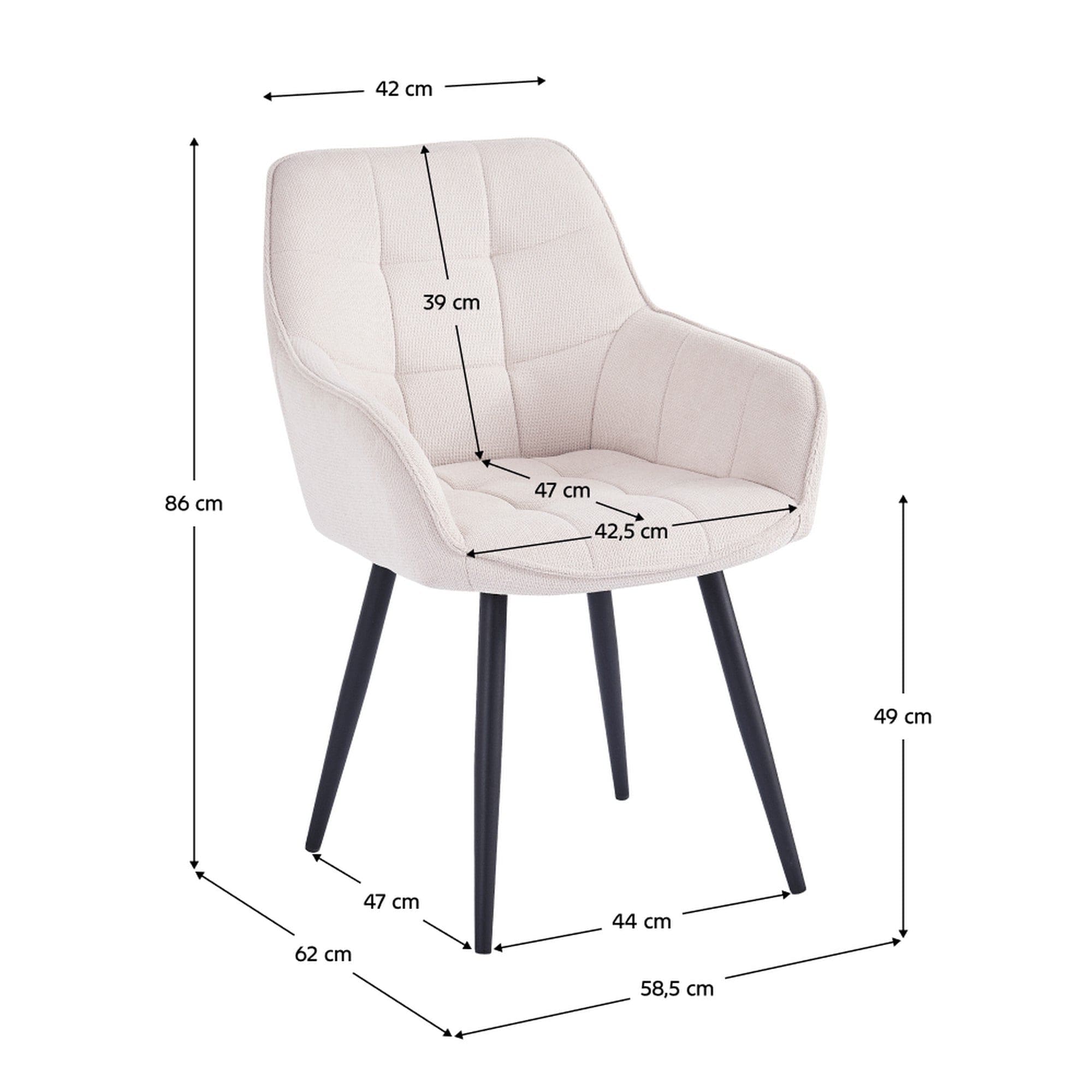 Scaun MARKEN, stofa clasica crem - Vardo 25, 59x62x86 cm