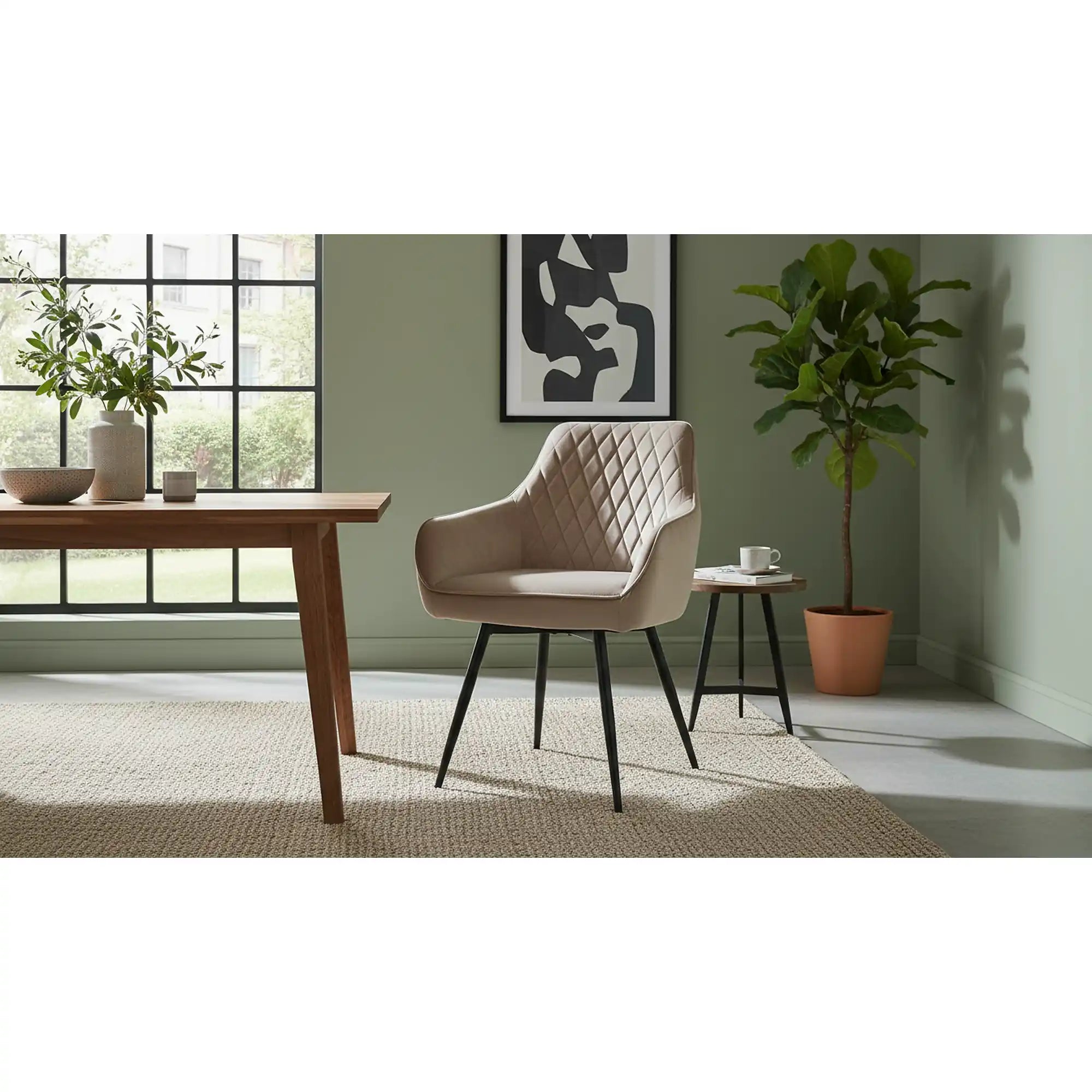 Scaun MARLO, bej inchis - Bluvel 40, stofa catifelata/metal, 55x58x88 cm