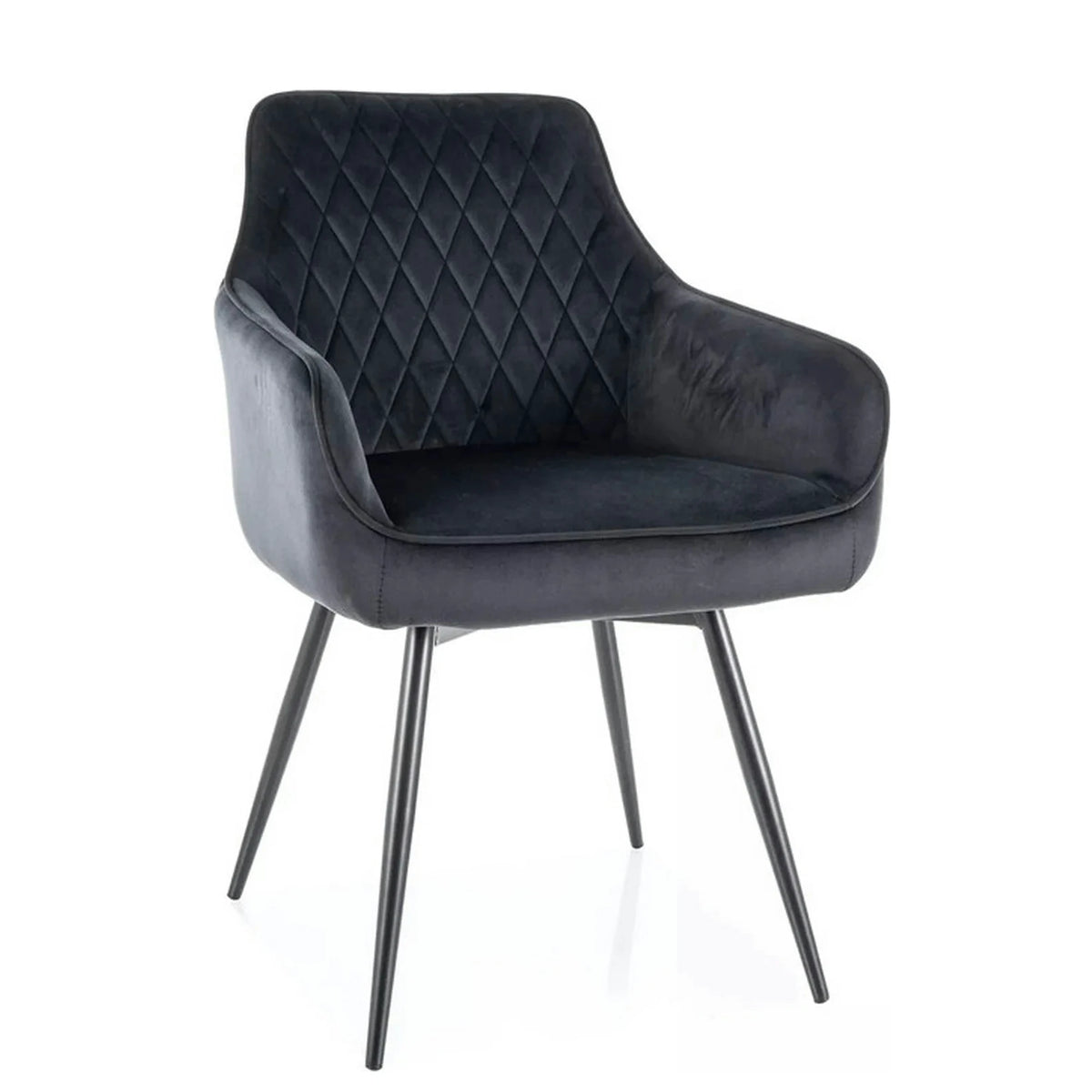 Scaun MARLO, negru - Bluvel 19, stofa catifelata/metal, 55x58x88 cm