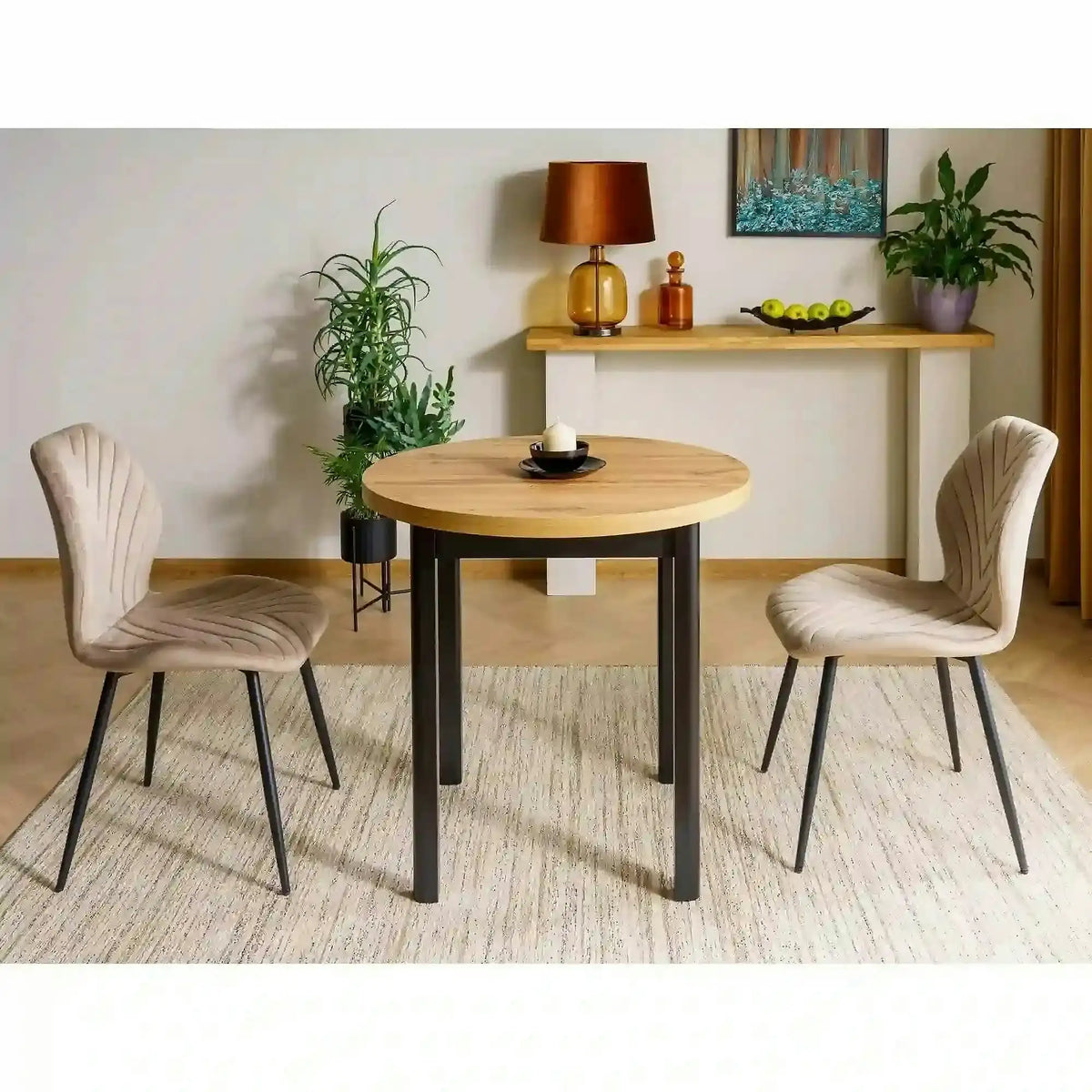 Scaun MIKE, bej inchis - Bluvel 40/negru, stofa catifelata/metal, 48x56x86 cm