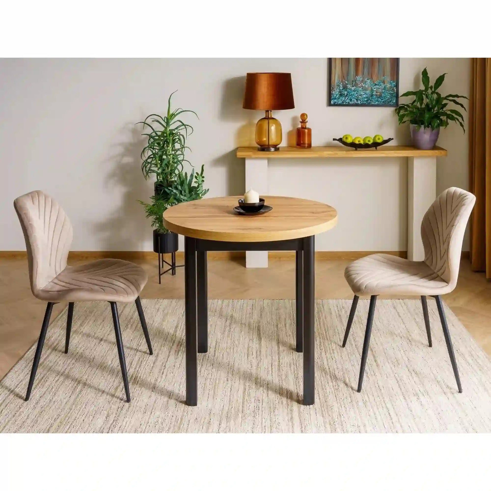 Scaun MIKE, bej inchis - Bluvel 40/negru, stofa catifelata/metal, 48x56x86 cm