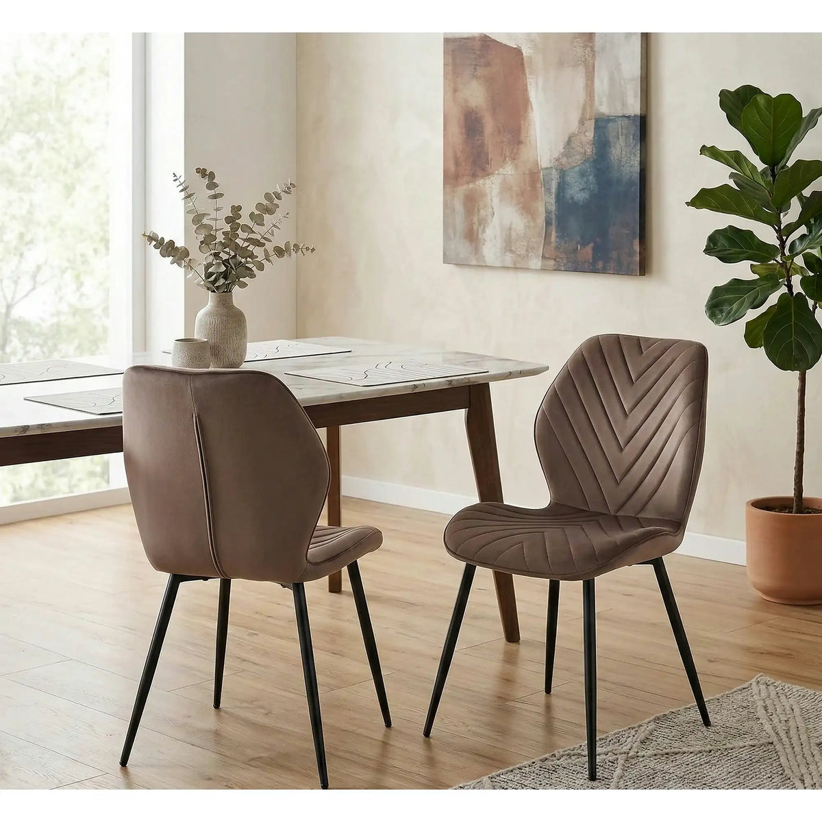Scaun MIKE, cappuccino - Bluvel 38/negru, stofa catifelata/metal, 48x56x86 cm