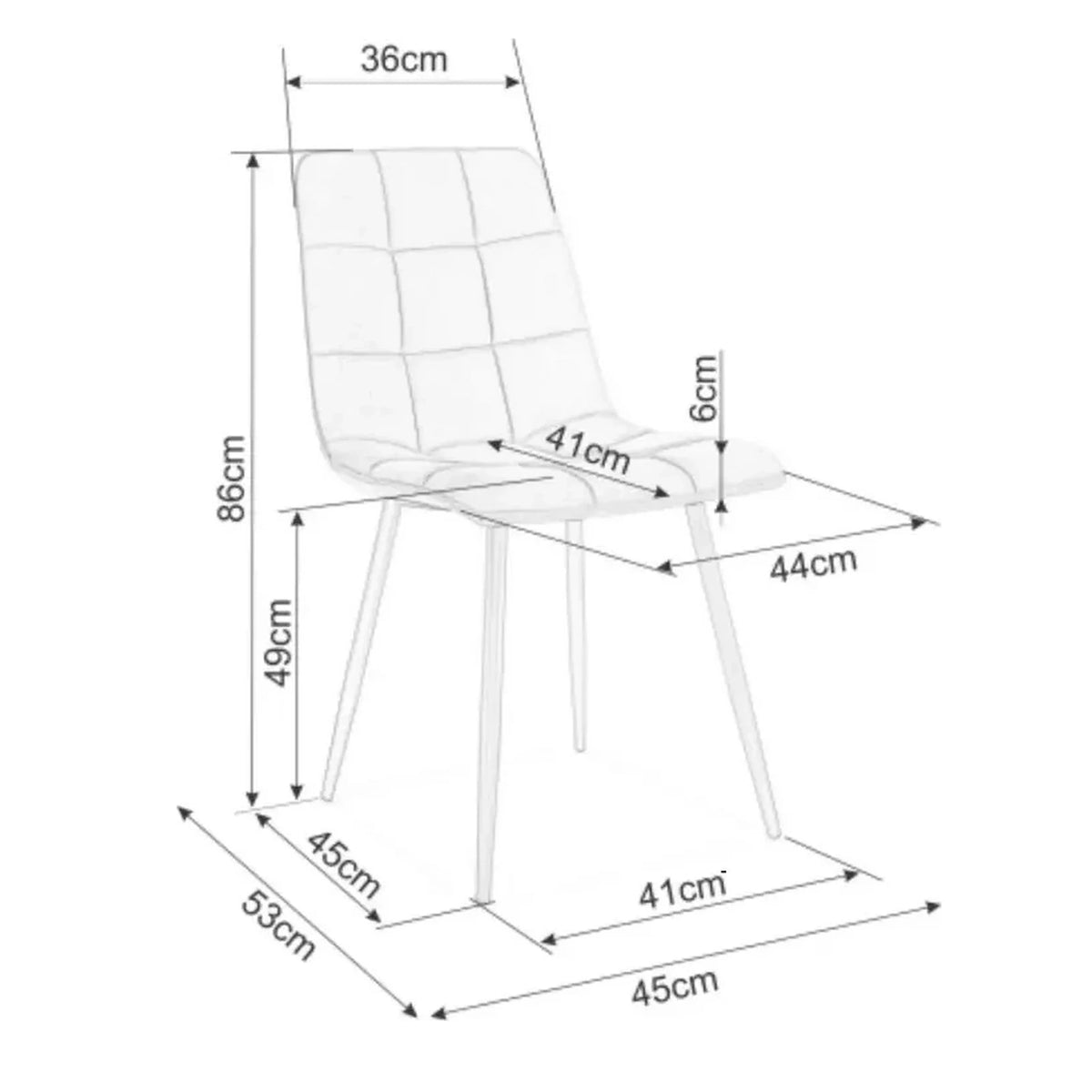 Scaun MILA, negru/albastru, stofa catifelata/metal, 45x41x86 cm