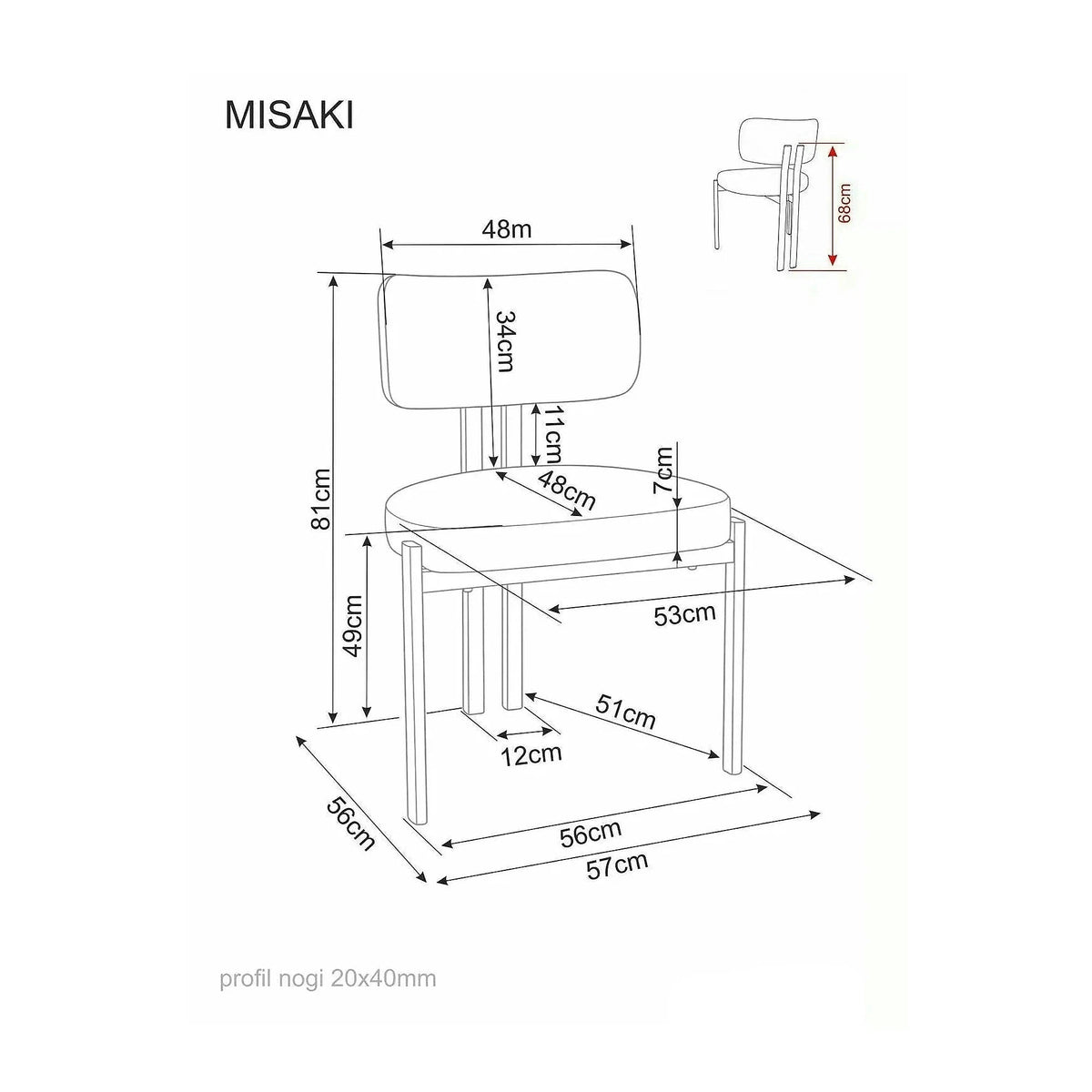 Scaun MISAKI D, bej/nuc, stofă/metal, 57x48x81 cm