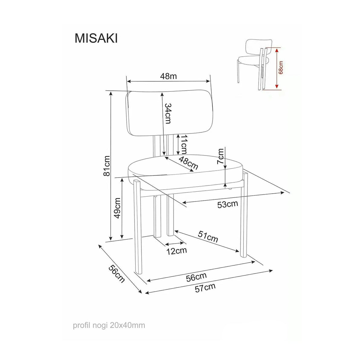 Scaun MISAKI D, bej/nuc, stofă/metal, 57x48x81 cm