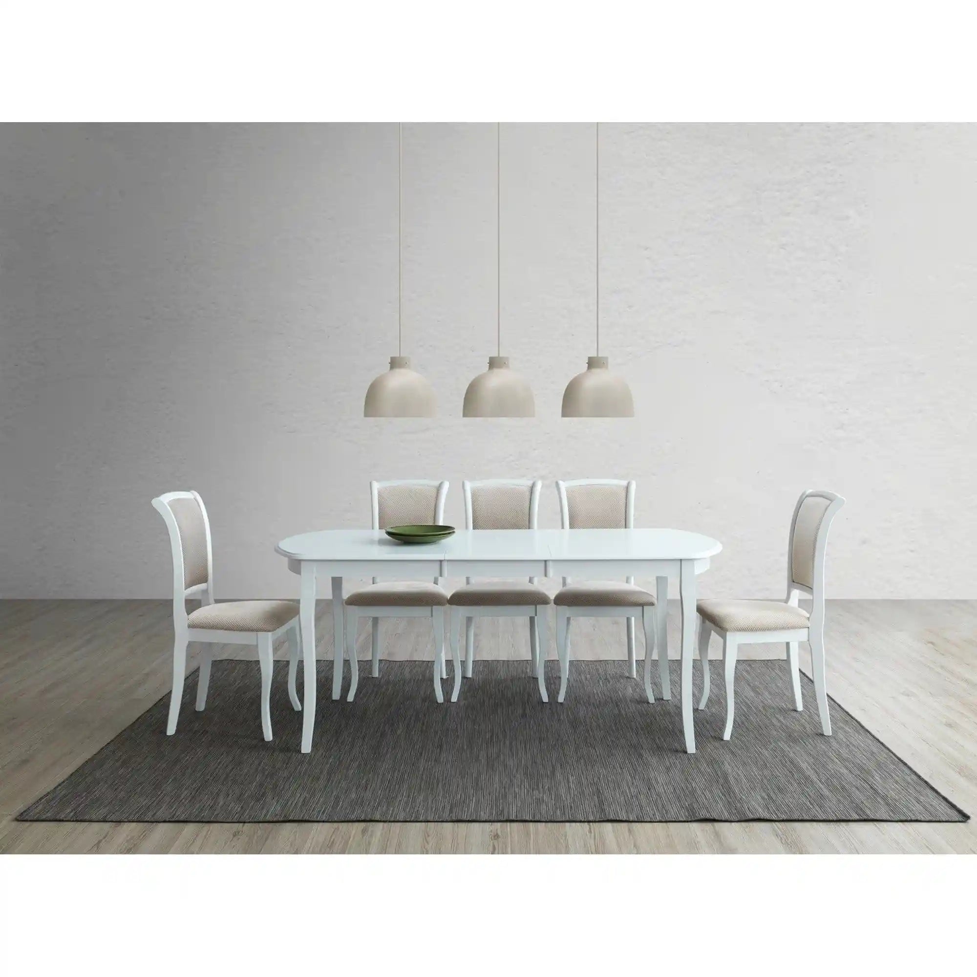 Scaun MN-SC, alb/bej, stofa/lemn, 45x42x96 cm