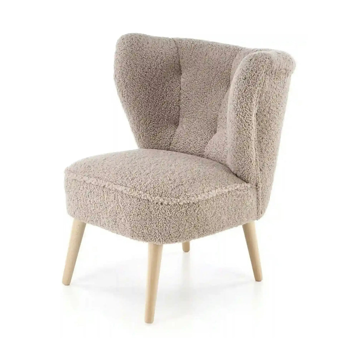 Scaun MOCCA, cappuccino - Sven 28, stofa buclata/lemn, 70x71x81 cm