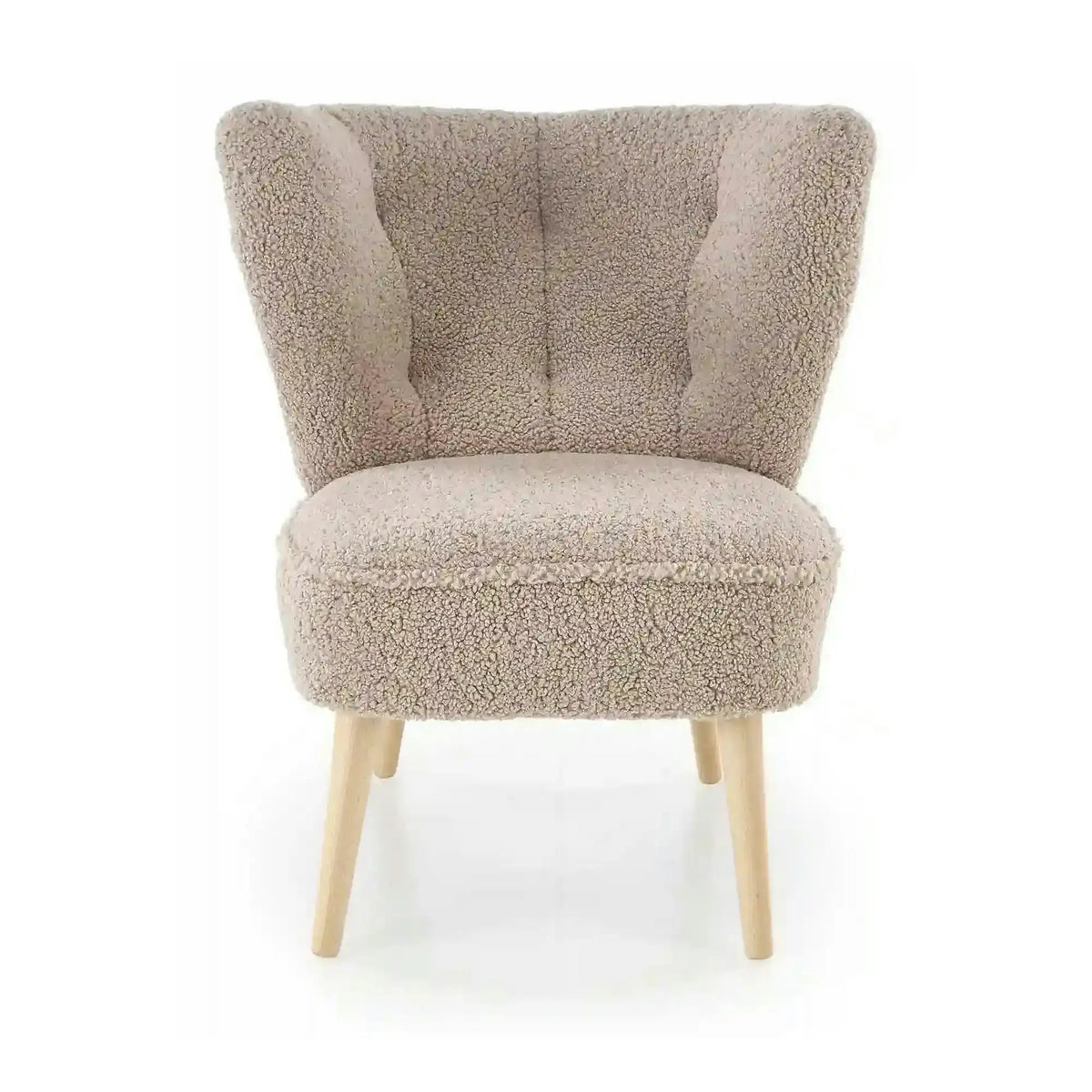 Scaun MOCCA, cappuccino - Sven 28, stofa buclata/lemn, 70x71x81 cm