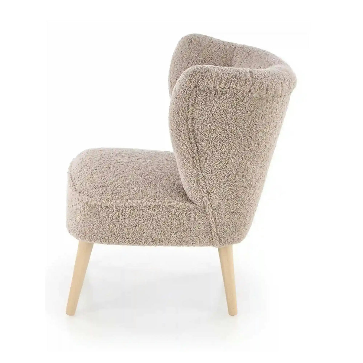 Scaun MOCCA, cappuccino - Sven 28, stofa buclata/lemn, 70x71x81 cm