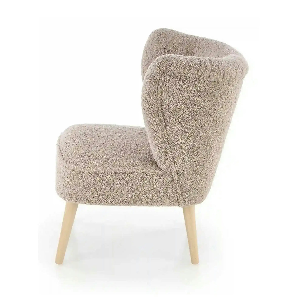 Scaun MOCCA, cappuccino - Sven 28, stofa buclata/lemn, 70x71x81 cm