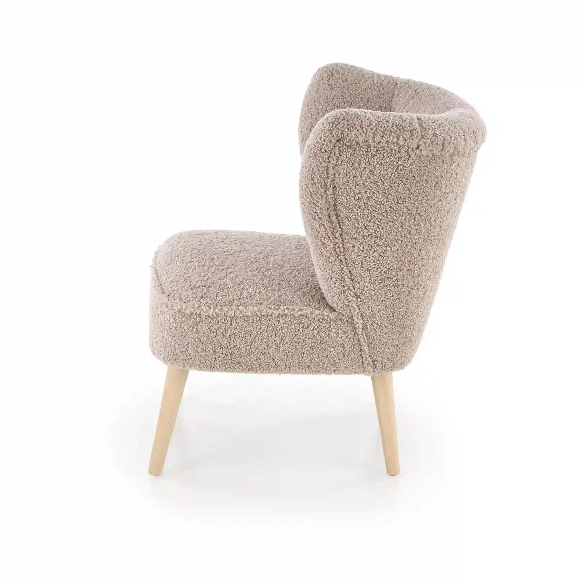 Scaun MOCCA, cappuccino - Sven 28, stofa buclata/lemn, 70x71x81 cm