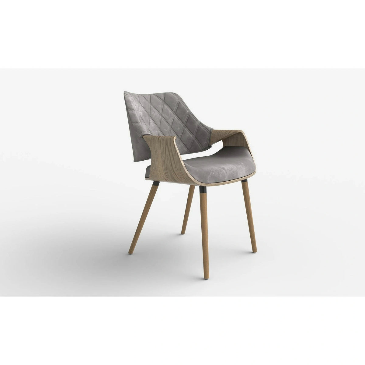 Scaun modern dining K396, stejar/gri, stofa catifelata/placaj, 56x55x77 cm