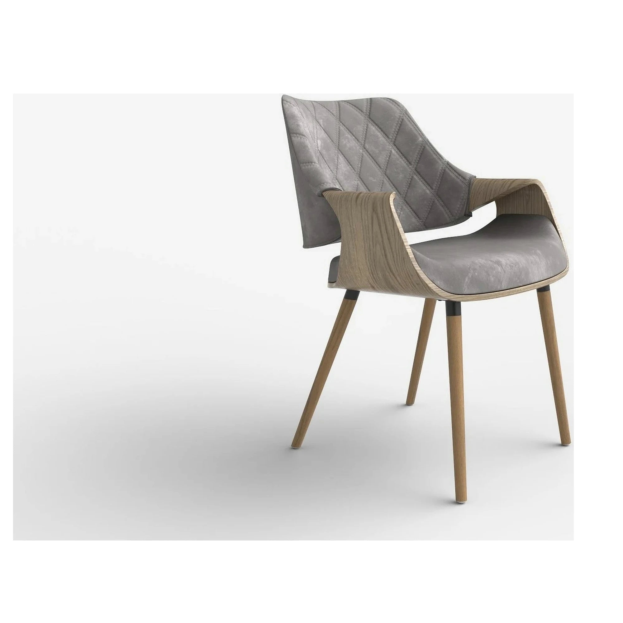 Scaun modern dining K396, stejar/gri, stofa catifelata/placaj, 56x55x77 cm