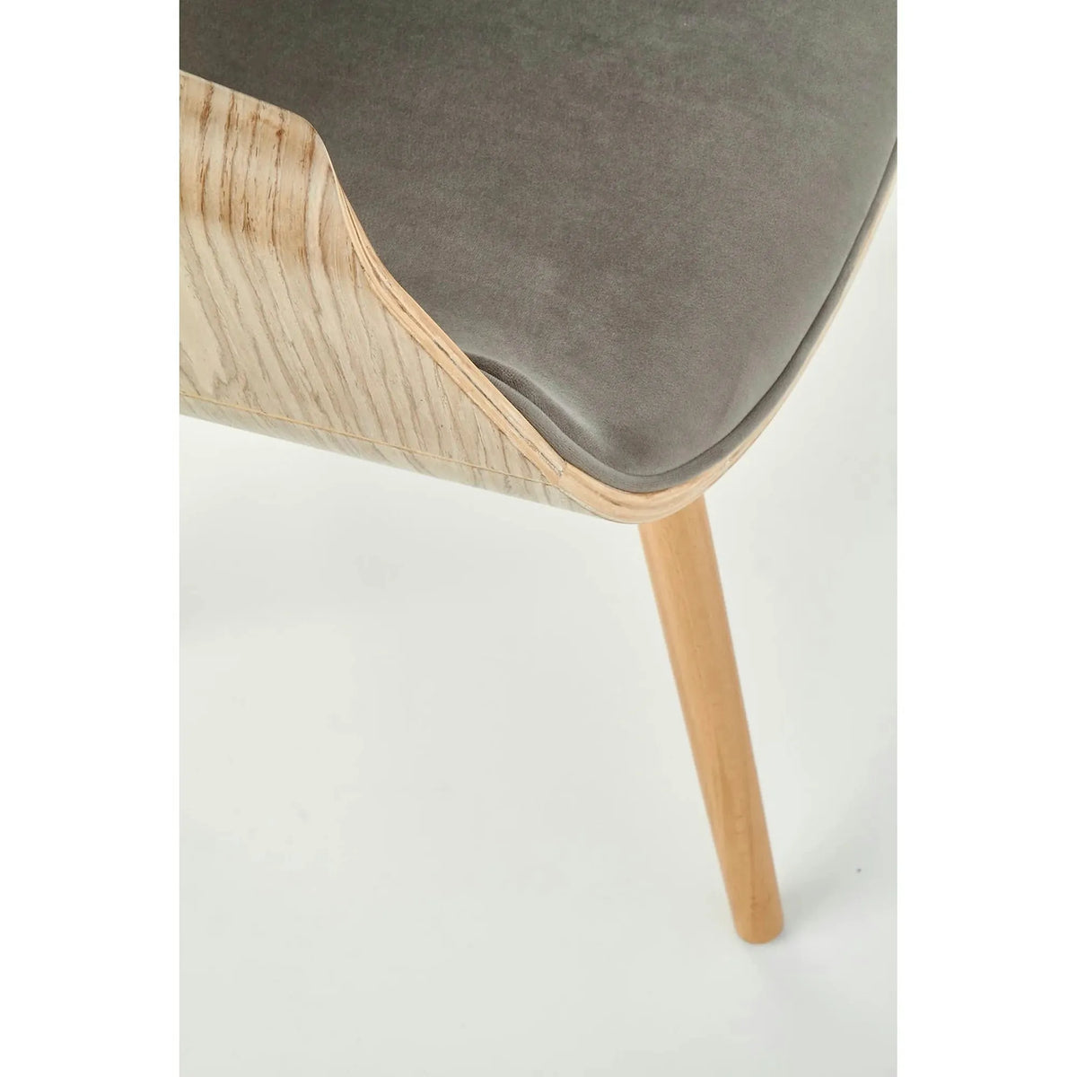 Scaun modern dining K396, stejar/gri, stofa catifelata/placaj, 56x55x77 cm