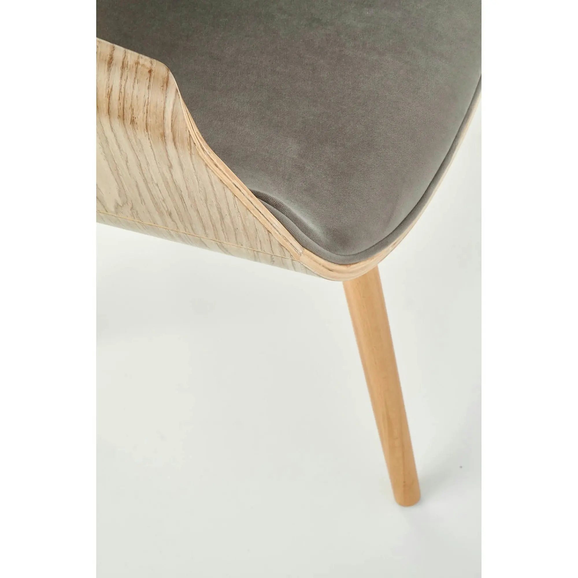 Scaun modern dining K396, stejar/gri, stofa catifelata/placaj, 56x55x77 cm