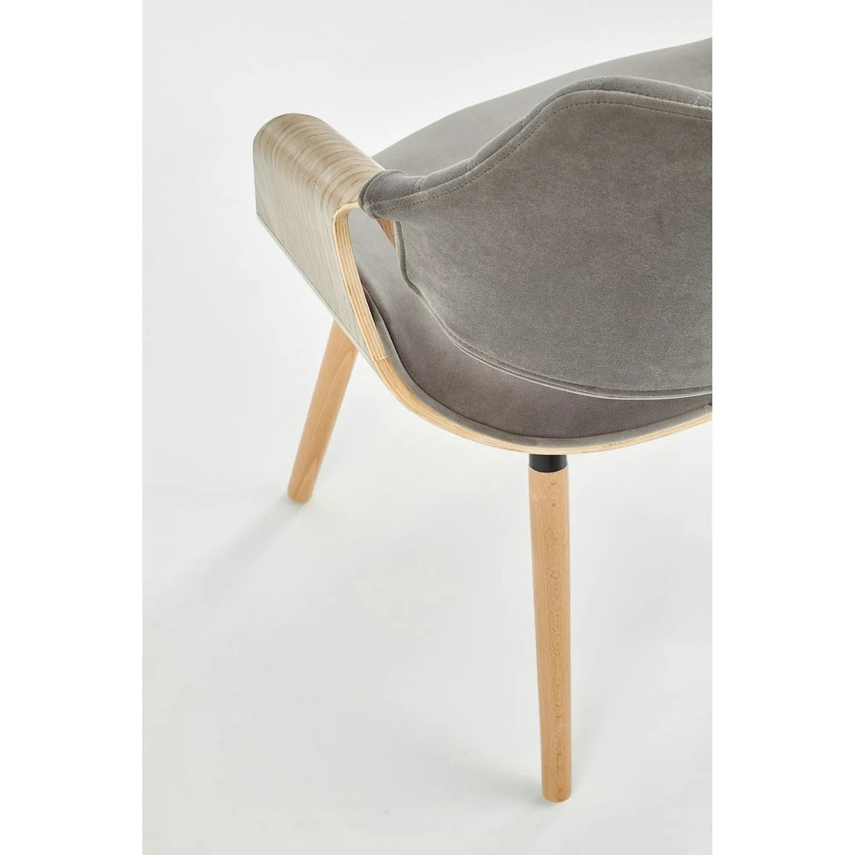 Scaun modern dining K396, stejar/gri, stofa catifelata/placaj, 56x55x77 cm