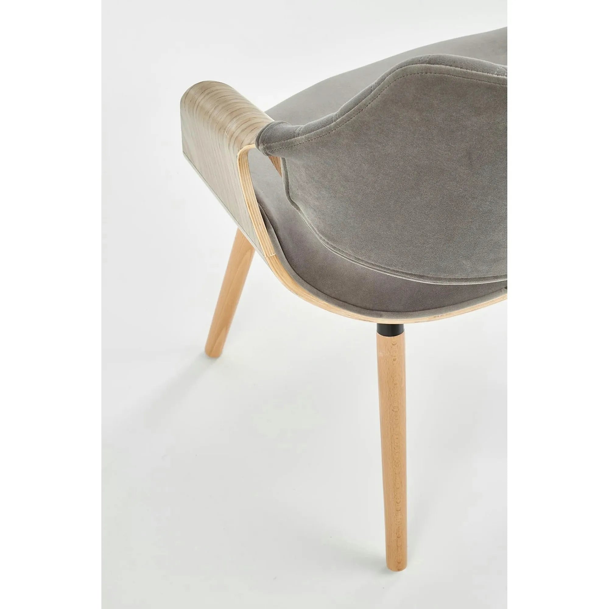 Scaun modern dining K396, stejar/gri, stofa catifelata/placaj, 56x55x77 cm