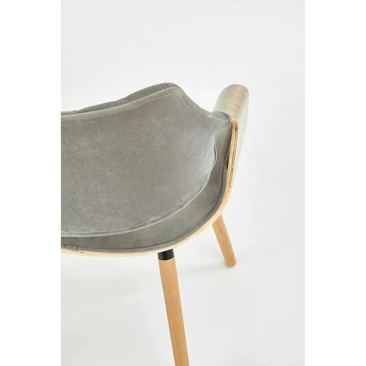 Scaun modern dining K396, stejar/gri, stofa catifelata/placaj, 56x55x77 cm