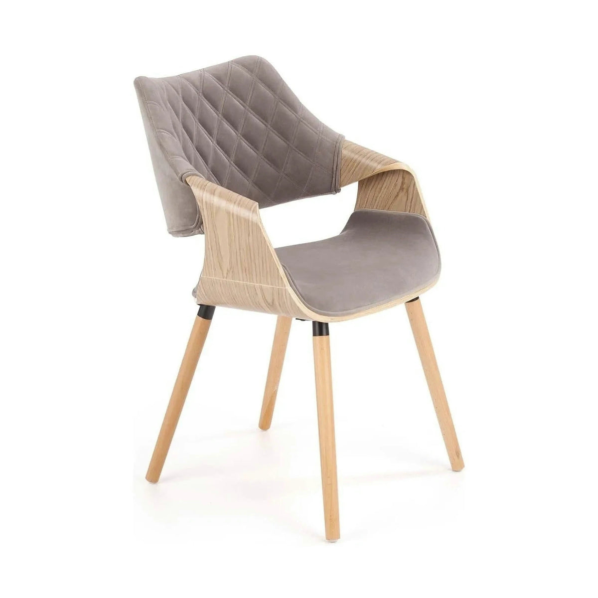 Scaun modern dining K396, stejar/gri, stofa catifelata/placaj, 56x55x77 cm